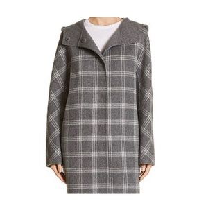 Theory wool cashmere plaid coat